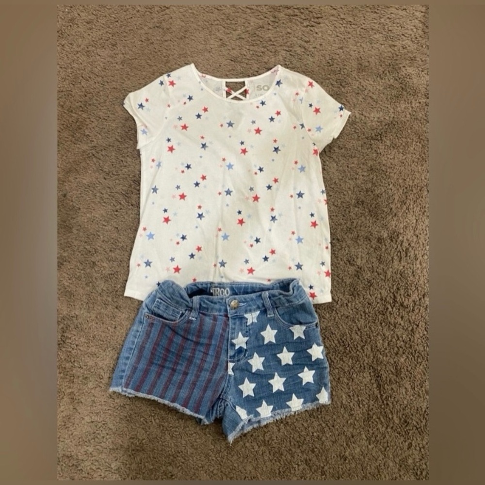 Girls SO/Circo Stars patriotic Denim outfit size 10/12